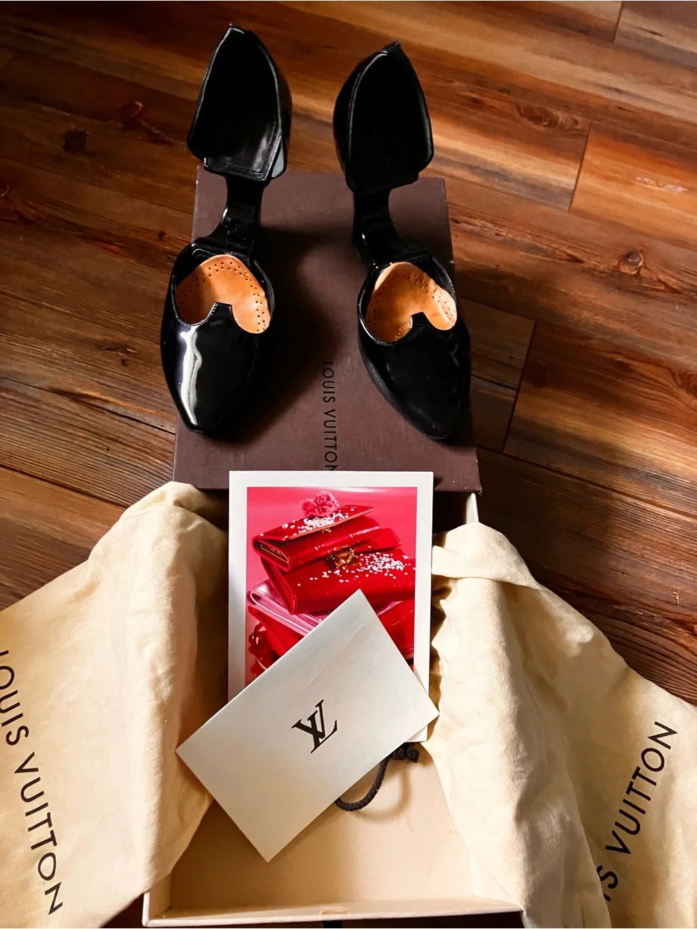 Louis Vuitton Black Patent Leather D'Orsay Flats